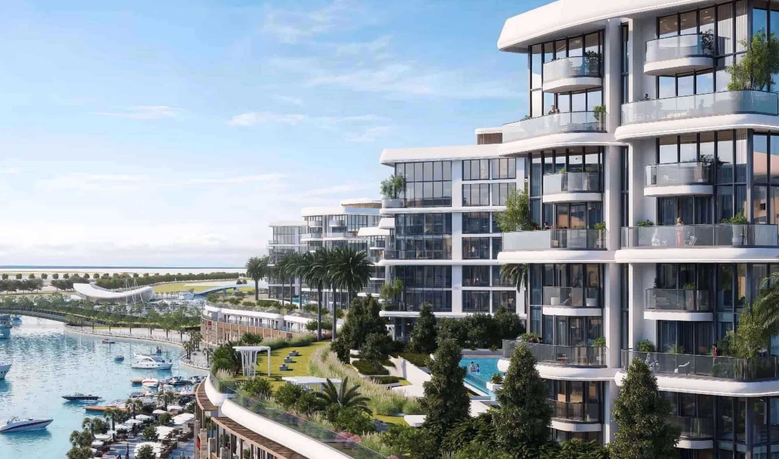 Starline Beach Residences: terraced residential buildings overlooking the water — rendering